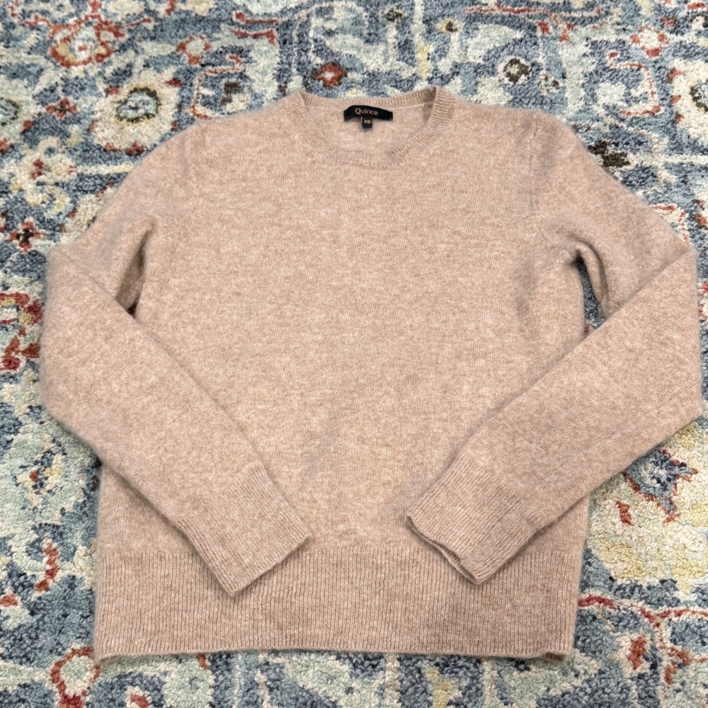 Quince Cashmere Crewneck Sweater Women XS Oatmeal Mongolian Minimalist EUC